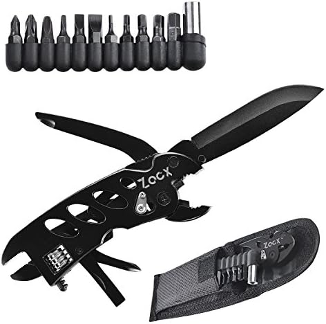Zacx Multitool, 5-IN-1 Pocket Multi-wrench, With 3.15” Blade, Wrench, Screwdriver, Phillips Screwdriver and extra screwdrivers with the included 11-in-1 bit set