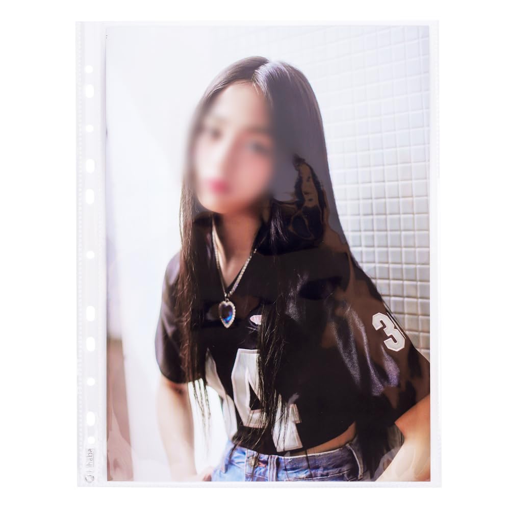 Photo 1 of hihaba Double-Sided A4-Pocket(8.5x11.8) 10 Sheets, 32Type Crystal Clear Pocket Sleeves, Photo Album Refill Pages for Kpop Idol photocard, Baseball Cards, Trading Cards Fit 3 Ring Binder