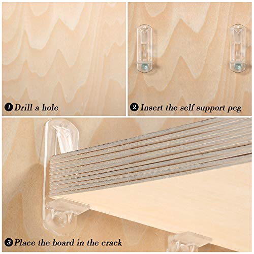 50 Pieces Shelf Support Peg Clear Plastic Locking Shelf Support Pin