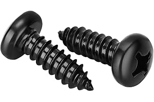 BYKONH #14 x 3/4" Pan Head Self Tapping Screws Sheet Metal Wood Screws, Black Finish, 304 Stainless Steel 18-8, 50 PCS