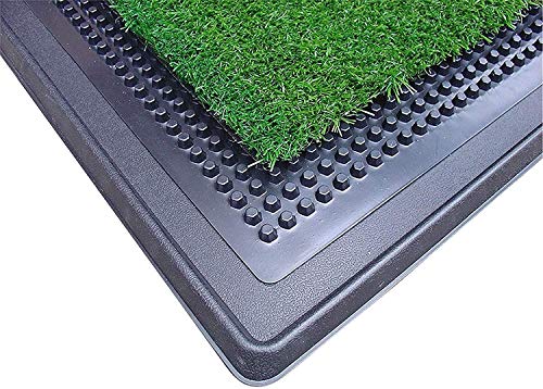 Pet Grass Pad with Tray, Artificial Turf Grass Pee Pad Potty Training for Indoor Outdoor Use, Washable Replacement Potty Mat for Dog (Green, 20''x30'')