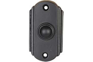A29 Black Powder Coated Cast Iron Doorbell Button – 2 5/8" x 1 1/2" – Recess Mount, Antique Design, Wired for Two-Wire Chimes, Weather Resistant, Easy DIY Installation