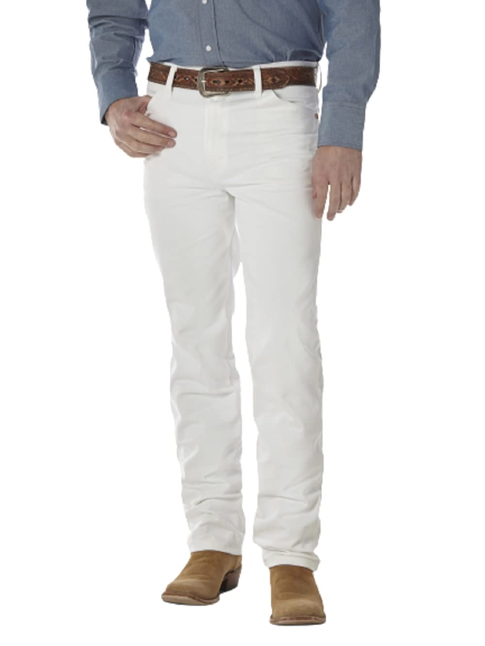 Wrangler mens 0936 Cowboy Cut Slim Fit jeans, White, 34W x 30L US