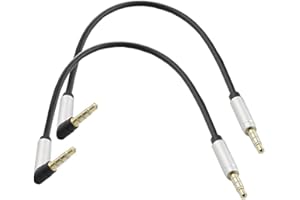 Seadream 2Pack 8 inch 4-Pole 3.5mm Male Right Angle to 3.5mm Straight Male Stereo Audio Cable Headset Extension Cable Replace