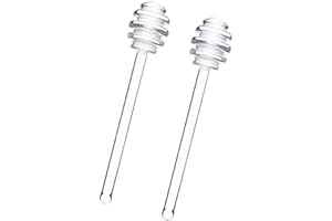 LUZEN 2Pcs 6" Glass Honey Dipper Sticks Stirring Sticks Server Honey Spoon Dipper Stirrer Honey Wand for Honey Pot Jar Containers Honey Dispense Drizzle, Clear