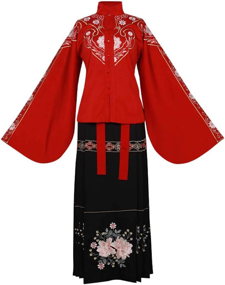 Oipoodde Hanfu Plant Embroidery Hanfu Chinese Style Women's Hanfu Halloween Cosplay Traditional Costume Hanfu Fairy Dress For Women Cosplay Costume (Color : Red, Size : M)