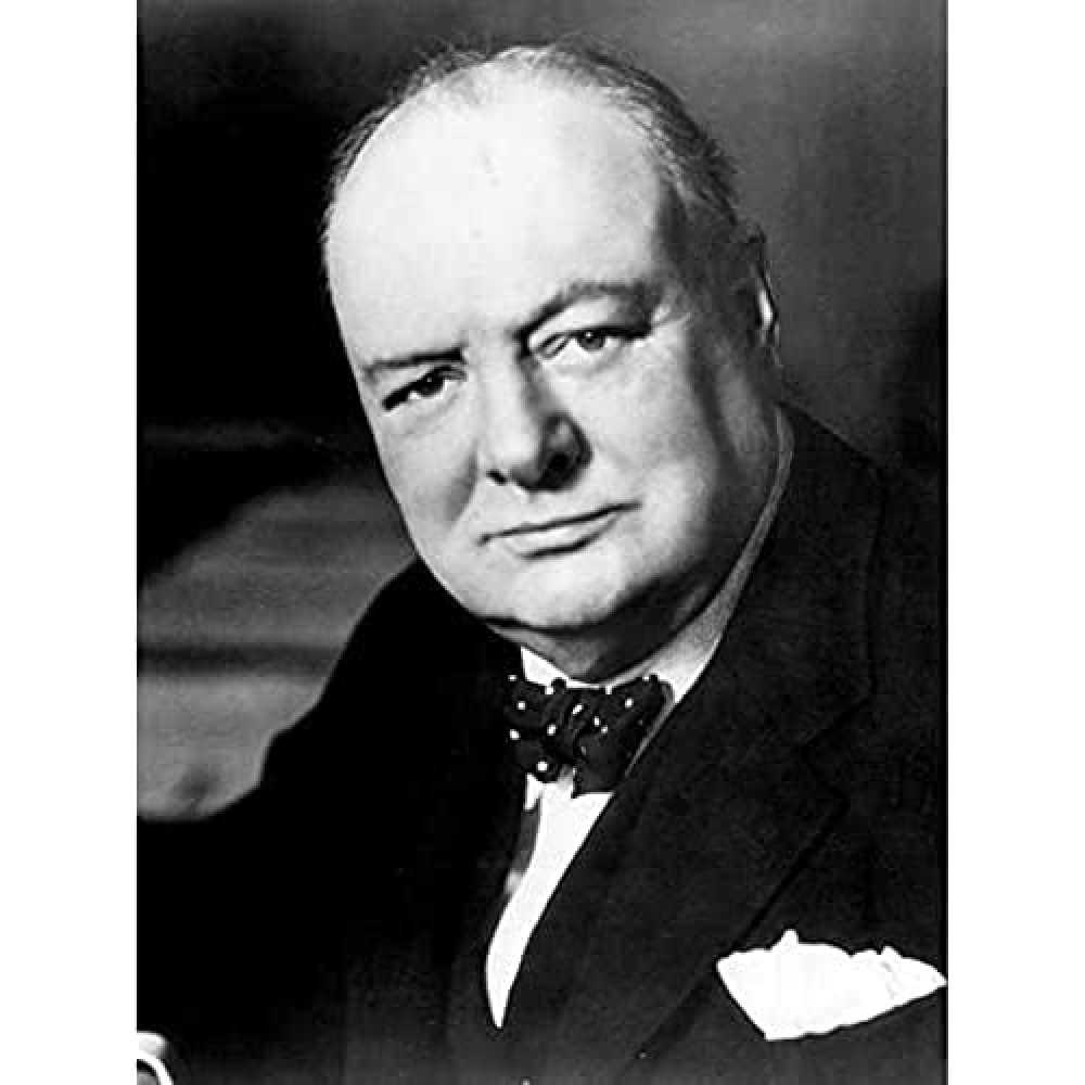 Fine Art Prints Prime Minister UK Winston Churchill Photo Art Print Canvas Premium Wall Decor Poster Mural, 16 x 12 inches