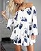 Ouduokiya Women Sexy Flower Print Long Sleeve Off Shoulder Short Dress (S, Blue)