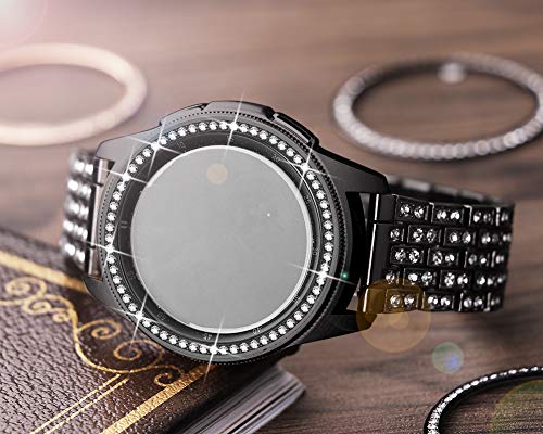 Dsytom Jewelry Bezel Ring Compatible with Galaxy Watch Bezel 42mm,Gear Sport Watch Bezel Cover Protector Adhesive Loop Anti Scratch Design for Samsung Galaxy Watch 42mm/Gear Sport(Black)