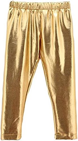 GOODBEE Baby Toddler Teens Girls Shiny Gold Tights Leggings PantsTrousers For 0-9 Years (6-7 Years)
