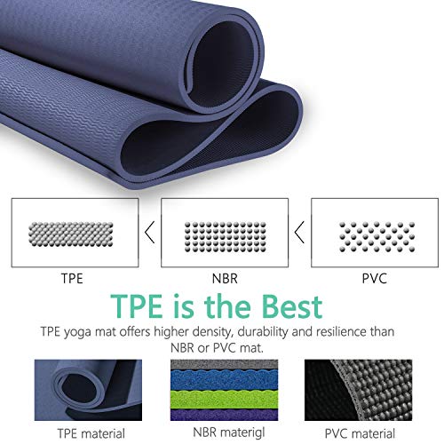 ANSOPO Tapete de Yoga Antideslizante con Premium Material ecológico TPE 10mm Agarre de Alto Rendimiento, Acolchado Ultra denso para Ejercicio, Yoga y Pilates（10mm）