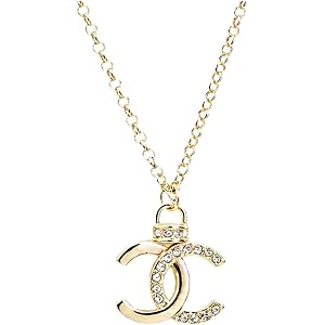 HWW Women Luxury Crystal Pendant Necklace, Gold-Tone Link Chain Sparkling Crystal Embellished Charm Fashion Jewelry for Daily