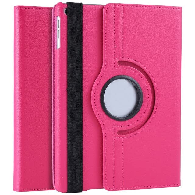 (DV) iPad 9.7inch 360° Rotating Case Cover For Apple iPad 9.7" Air1/ Air 2 & 5th Gen 2017-6th Gen 2018 Smart PU Leather Cover Auto Wake/Sleep (Pink)