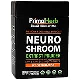Brain &amp; Nerve Support, Nootropics | By Primal Herb | Mental Clarity &amp; Focus | Lion's Mane Mushroom, Reishi Spores Plus Organic Herbal Extract Powders - 82 Servings - Includes Bamboo Spoon