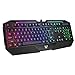 PICTEK Gaming Keyboard, Rainbow LED Backlit Keyboard Computer PC Mac Laptop Wired Gaming Keyboard, 26 Keys Anti Ghosting Ergonomic Wrist Rest Waterproof Keyboard for Gamers Typists