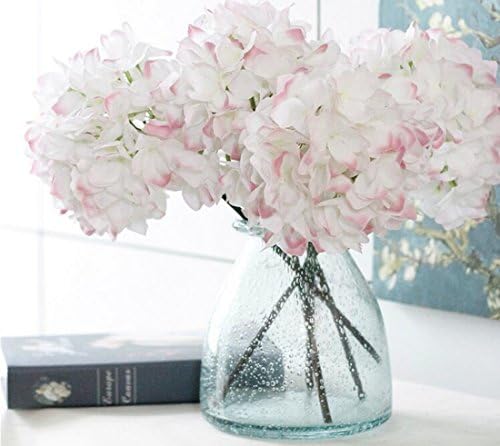 Helen Ou@ 4 Pcs Artificial Hydrangea Flowers Great for Wedding and Home Decoration White and Pink