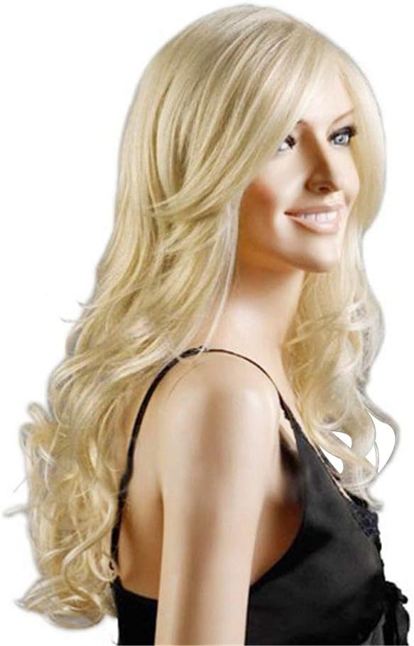 OKVGO Light Blonde Fashion Natural Full Long Curl Wig for Women Cosplay Party and Ladies Daily Use, 28 Inch (Pack of 1)