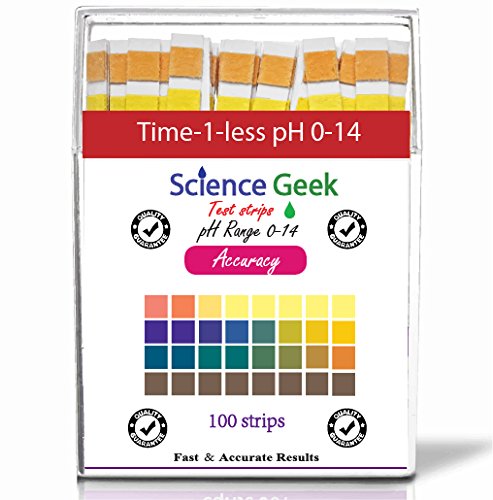 ScienceGeek pH Test Strips for (Research, Health, Labs, Urine and Saliva) with 4 testing panels for increased accuracy: pH Dip Sticks (100 Count, Full pH Range from 0 to 14). ScienceGeek!