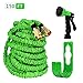 HBlife 150 ft Expandable Lawn Garden Water Hose with 8 Spray Pattern Nozzle - Triple Latex Core, Solid Metal Ends