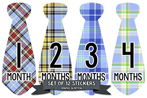 Months in Motion Monthly Baby Stickers Necktie Tie Baby Boy Months 1-12 (743) - Thumbnail 4