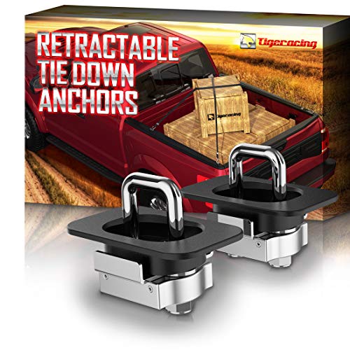 Tigeracing Tie Down Anchors Retractable Truck Bed Top Side D Ring for 2015-2019 F150 | 2017-2019 F250&F350 Super Duty | 2017-2019 Raptor - All Metal 3000 LBS Capacity (of 2) - Thumbnail 7