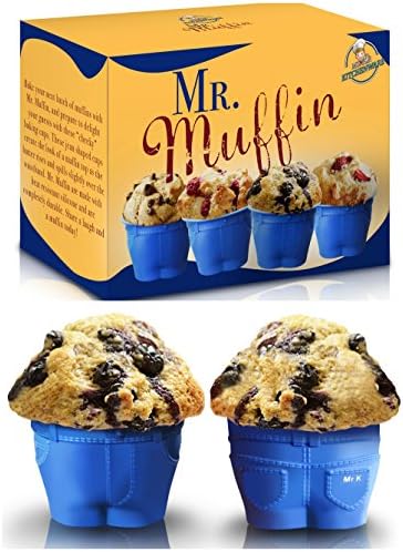 Set of 6 Mr Muffin Muffin Top Bake Cups with FREE EBook "Gourmet Cupcakes"! Delight Your Family &amp; Friends with these Cheeky Baking Molds! The Perfect Christmas Gift for all ages!