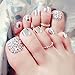 Urberry Set of 24 False Nail for Toe Chic Exquisite Bling Rhinstones Bridal Fake Nail for Toes Full Cover Nail Tips - Press on Nail Short Square with Glue and Adhesive Tab for women and girls