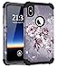 Hocase for iPhone Xs Max Case, Heavy Duty Shockproof Protection Soft Silicone Rubber Bumper + Hard Plastic Hybrid Protective Case for iPhone Xs Max (6.5-inch Display) 2018 - Light Purple Flowers