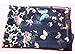 Datework Women Butterflys Printed Flower Soft Chiffon Summer Cooling Neck Shawl Scarves (Navy)
