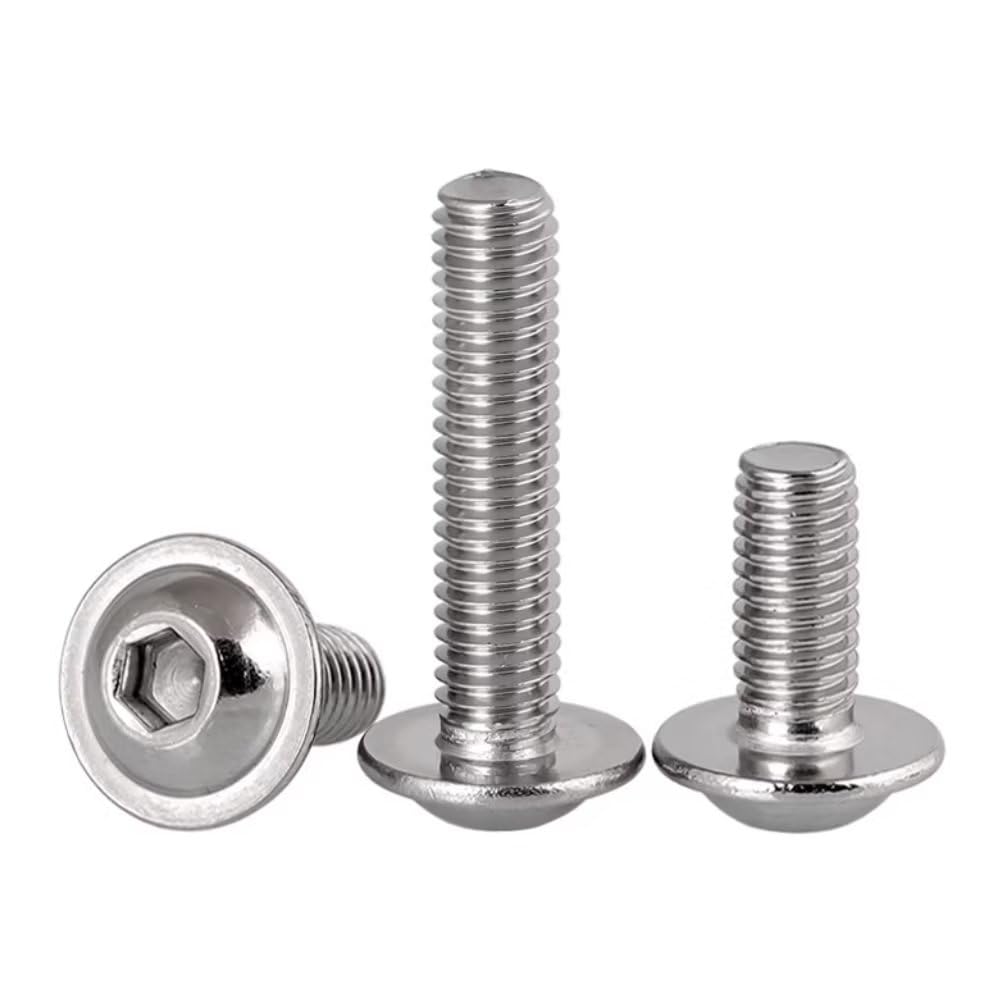 SYDARSYN Flanged Button Head Allen Bolt Stainless Steel (A2) Hex Socket Machine Screws M4x20mm (50 pcs)