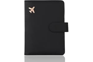 Melsbrinna Premium Leather Passport Holder Covers Case, Waterproof Rfid Blocking Travel Wallet Passport Holder with Pen Holder, Cute Passport Book for Women/Men (Black)