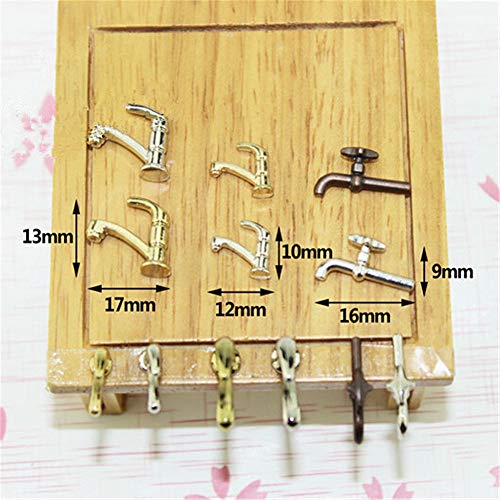 Shentesel Miniature Alloy Water Tap Toy Dollhouse DIY Furniture Accessories Decor Gift - Random Pattern