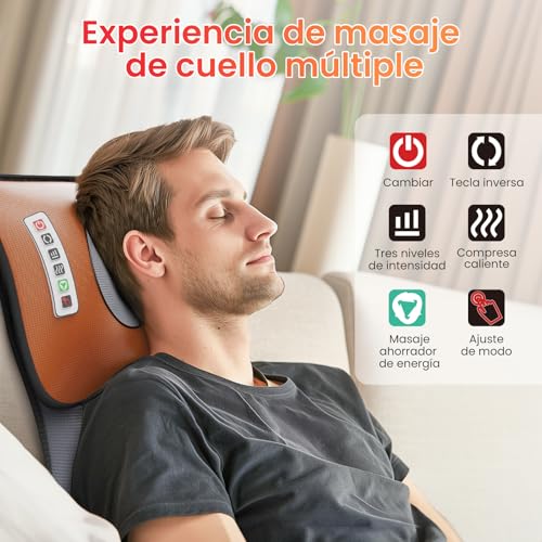 Masajeador de Cuerpo Completo,Cojín de Masaje Térmico para Todo el Cuerpo,Cojín de Masaje Eléctrico con 10 motores vibratorios,20 Cabezales de Masaje Shiatsu para el Cuello,Adecuado para cuello,espalda,cintura,caderas,piernas