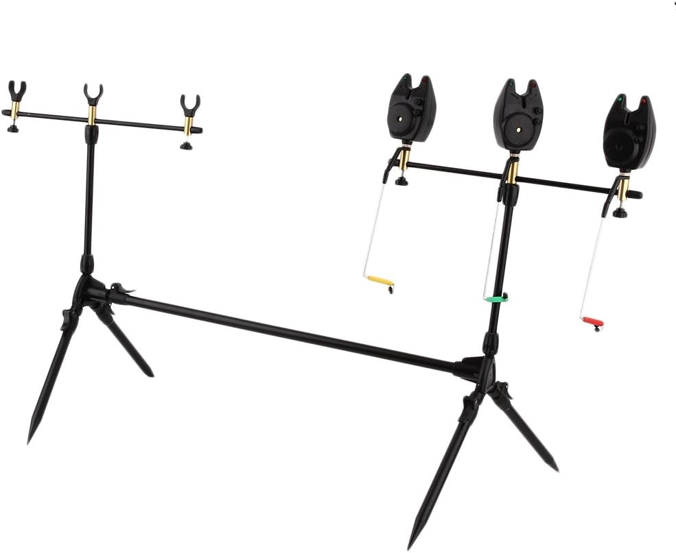 Carp Fishing Rod Pod Rod Holder with 3x Bite Alarms With Volume Control