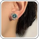 Andelaisi Boho Crystal Rhinestone Earrings Gold Crystal Gem Earrings Vintage Rhinestone Round Earrings Tiny Crystal Cz Earrings Jewelry for Women