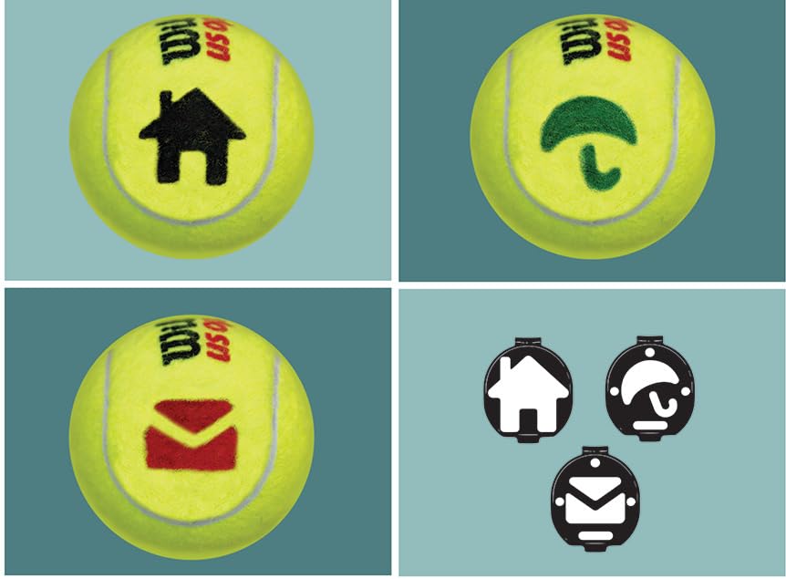 BallTrace Blue Tennis Ball Marker | Personalise Tennis Balls & Padel Balls with Fun Emoji & Symbols | Cool Tennis Gift | As seen at events & tournaments in Europe & USA. (Home & Dry)