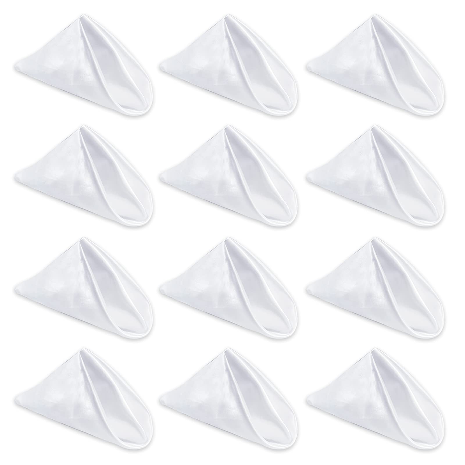 White Cloth Napkin Set of 12,Satin Dinner Napkins Cloth Washable,Reusable Napkin for Everyday Use Dining Table,Restaurant,Wedding, Thanksgiving and Christmas(20" x 20",White)…