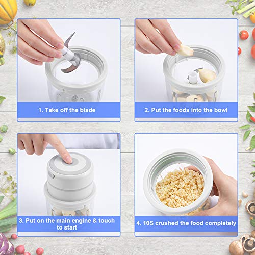 Mini Electric Garlic Chopper, Emiral 300ml Food Chooper, Powerful