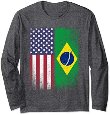 Unisex Brazilian American T-shirt Brazil Usa Tee XL: Dark Heather
