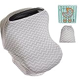  Koala Little Nursing Carseat Canopy Cover - Baby Car Seat and Shopping Cart Covers - Stretchy Infant Breastfeeding Scarf - Perfect Gift for Moms! Grey White
