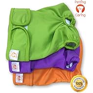 PETTING IS CARING Dog Washable Diapers & Reusable Female Dog Diapers Materials Durable Machine Washable Simple Solution for Pets Incontinence Long Travels Pants - 3 Pack Set Size (S)