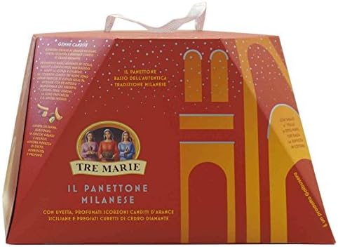 Tre Marie: "Il Panettone Milanese Basso" Italian Panettone Pandoro - 2.27 Pound (1030g) Package [ Italian Import ]