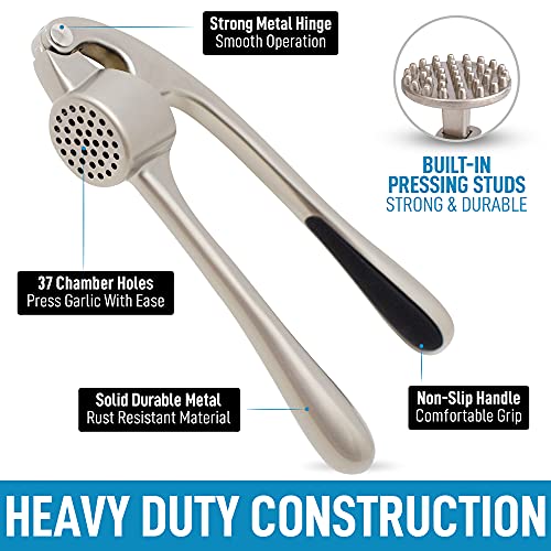 Zulay Kitchen Garlic Press With Soft, Easy To Squeeze Ergonomic Handle