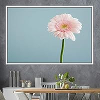 Framed Canvas Wall Art Pink Flower Snapshot Closeup Floral Multicolor Pastel Photography Relax/Calm Romantics Single - 16x24 inches