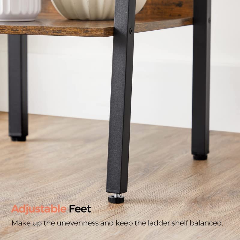 VASAGLE Bookshelf, 4-Tier Narrow Book Shelf, 11.8 x 13.3 x 55.1 Inches, Ladder Shelf for Home Office, Living Room, Bedroom, Kitchen, Rustic Brown and Ink Black ULLS108B01