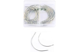 JFFX 50 Pieces C Needles for Sewing, C Type Curved Wig Making Needle, Hand Sewing Needle Upholstery Carpet Leather Canvas Repair Weaving Needles