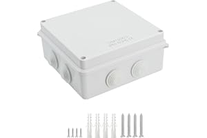 LeMotech ABS Plastic Dustproof Waterproof IP65 Junction Box Universal Electrical Project Enclosure White 5.9 x 5.9 x 2.8 inch (150 x 150 x 70 mm)