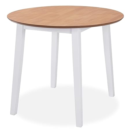Festnight Tavolo Rotondo Moderno Per Sala Da Pranzo Con Ali Rotondo In Legno Mdf Bianco