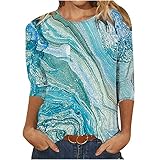 fartey 3/4 Sleeve Shirts for Women Summer Casual