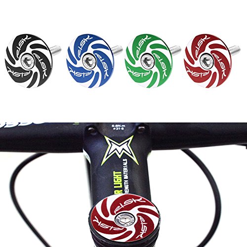 Feamos Aluminum Vortex Headset Stem Top Cap Cover for MTB Bicycle Bike with Screw (Black)